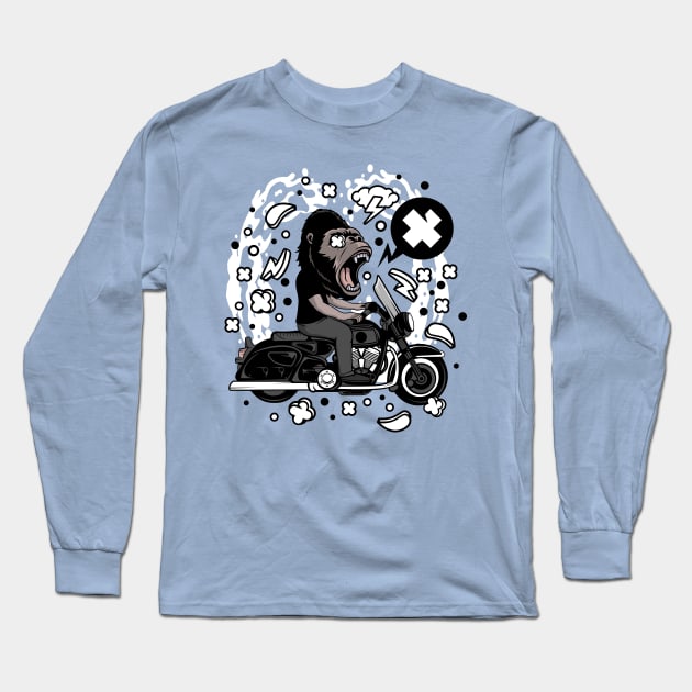 gorilla biker illustration Long Sleeve T-Shirt by Mako Design 